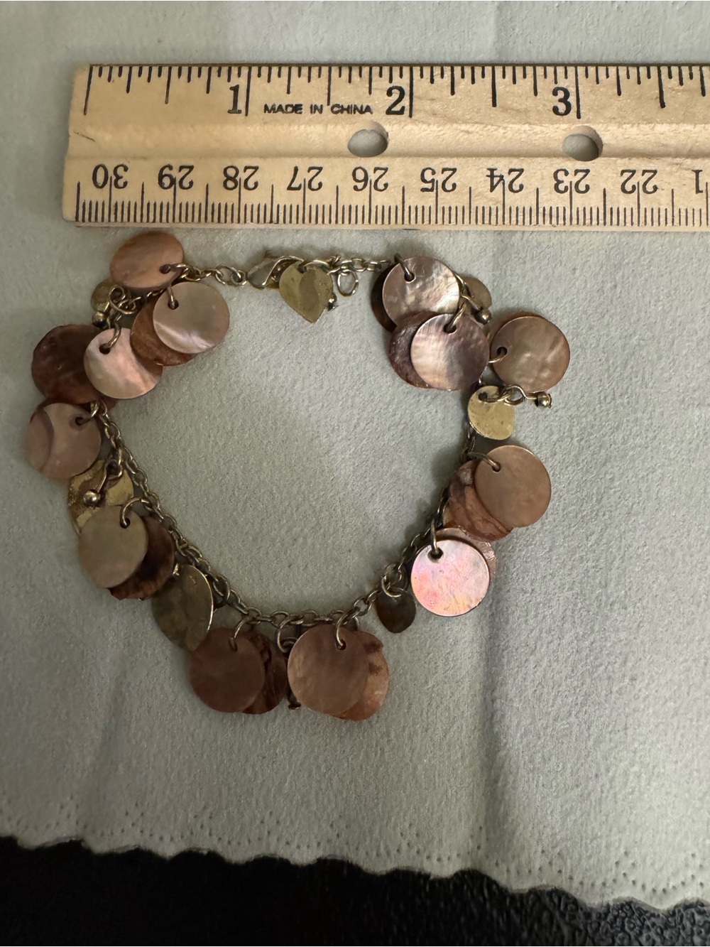 Disc Charm Bracelet – Iridescent Shell and Metal Discs